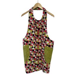 Handmade Reversible Apron One Size Polka Dot Kitchen Garden retro vintage green